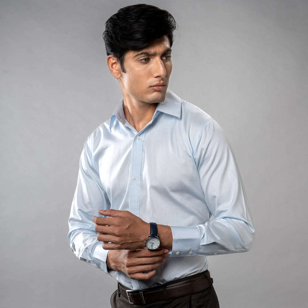 shirt is crafted from satin-finish Giza Cotton, versatile, refined