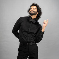 The Gala Tux redefines partywear with a wing collar, hidden placket,