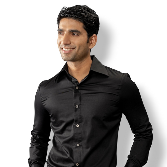 The Curved Royale – Black Beauty Luxury Shirt for Men