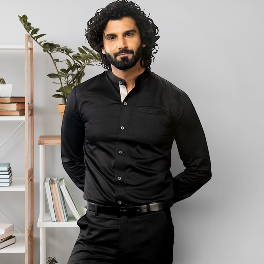 The Mandarin Luxe – Black Beauty Luxury Shirt for Men