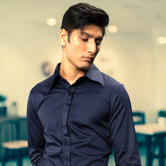 The Lance Collar – Maritime Blue Luxury Shirt for Men