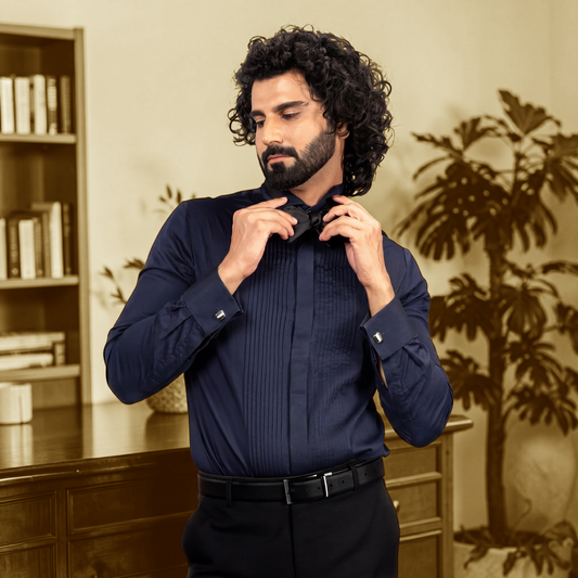 The Gala Tux – Maritime Blue Luxury Shirt for Men