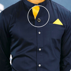 The Mandarin Luxe – Maritime Blue Luxury Shirt for Men
