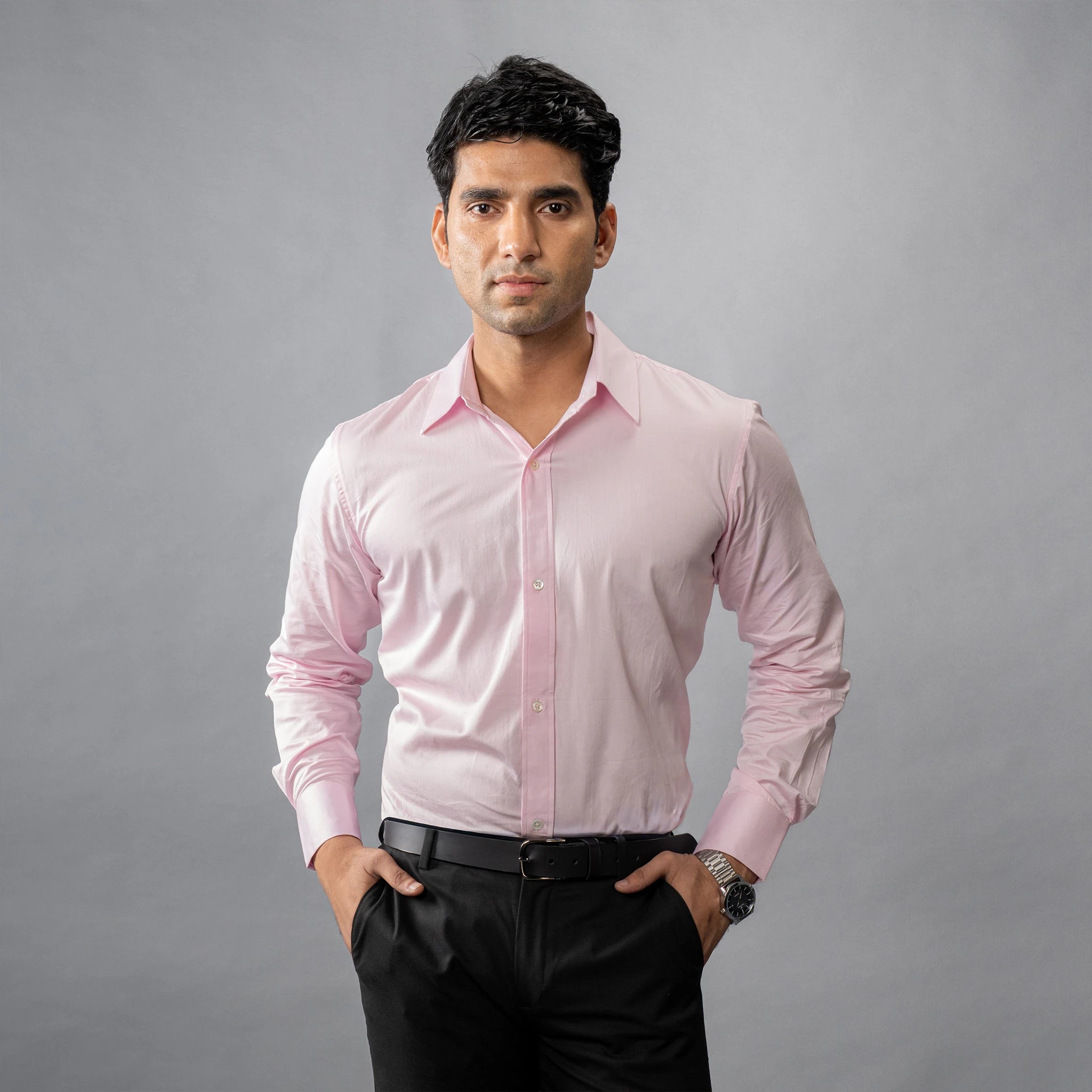 shirt is crafted from satin-finish Giza Cotton, 