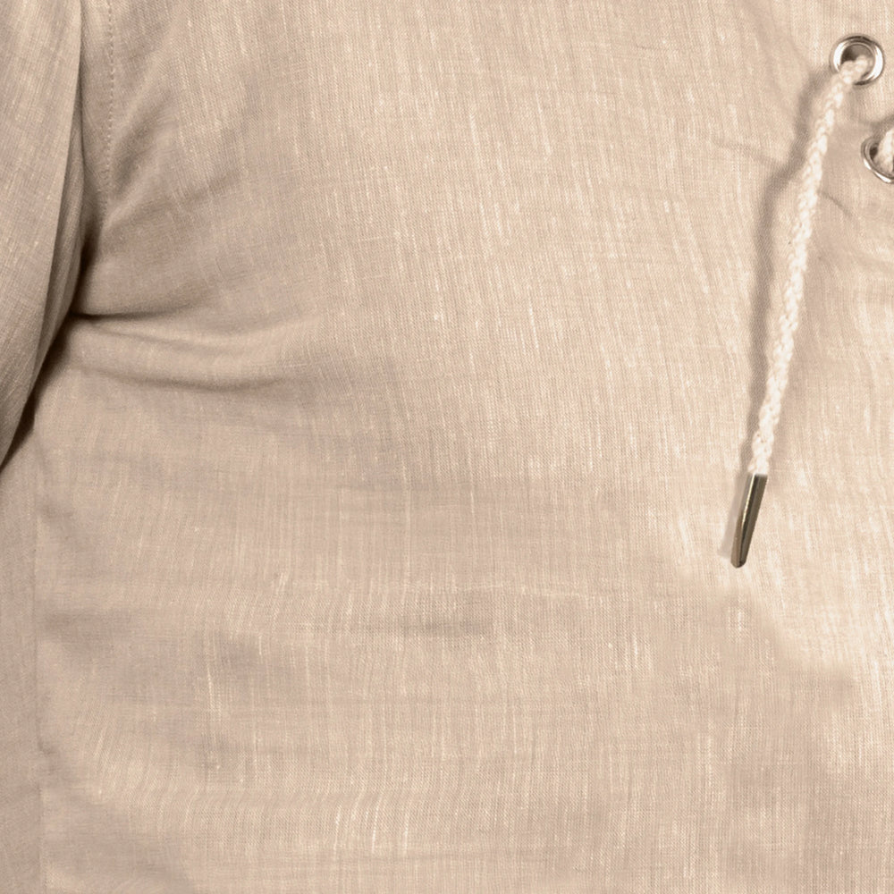 lace‑up linen shirt