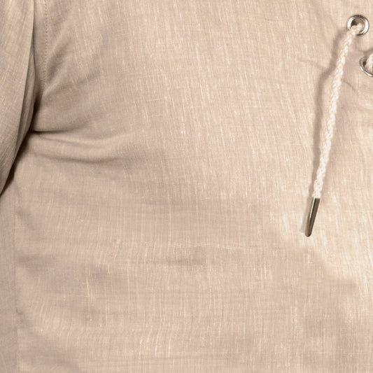 lace‑up linen shirt