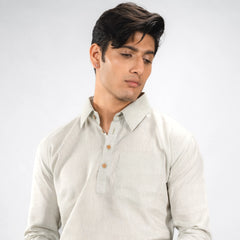 man posing side face angle coconut shell buttons