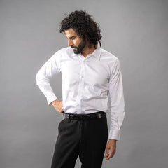  formal bright white shirt — button down collar and turnback cuffs, 