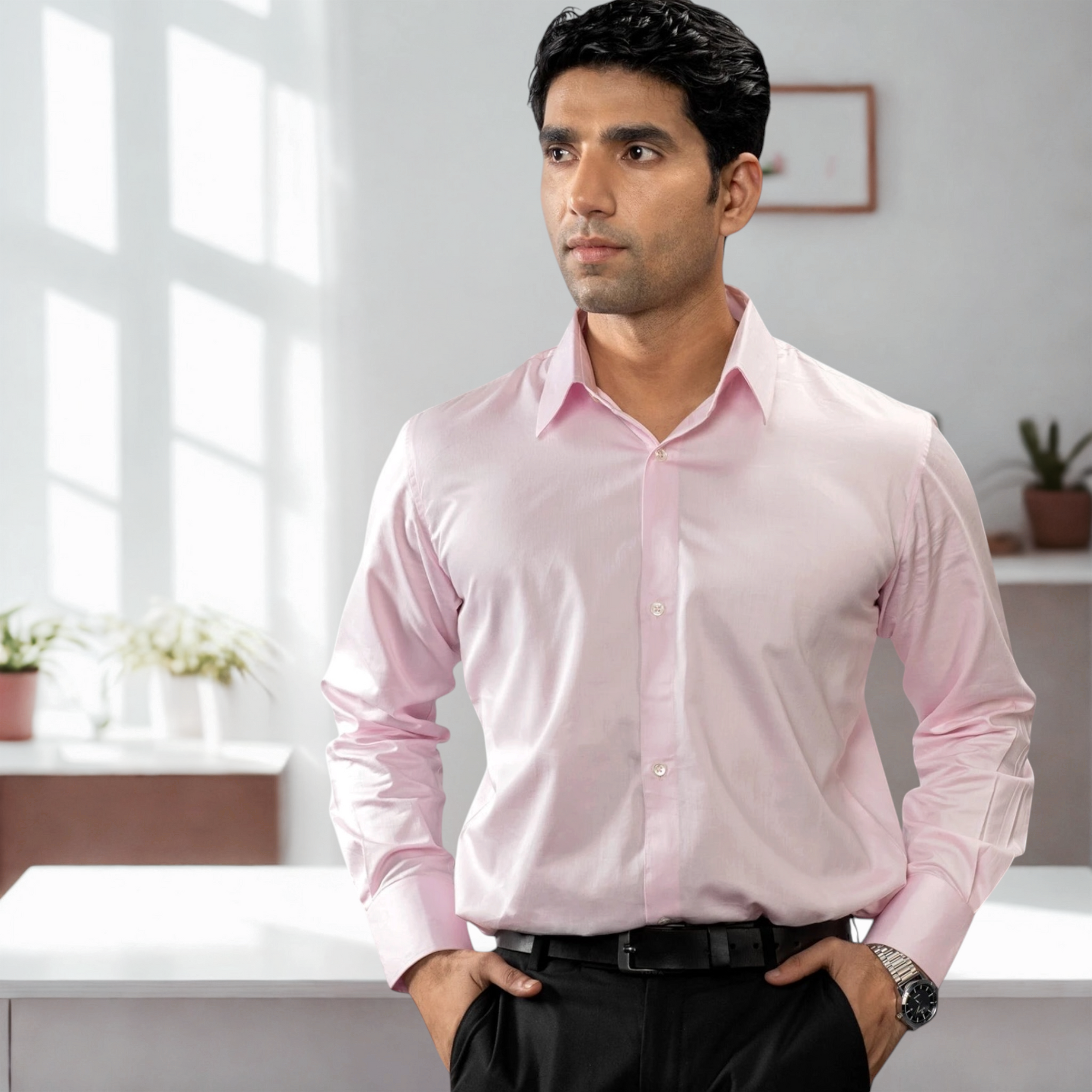 The Crown Spread – Petal Pink Luxury Shirt for Men