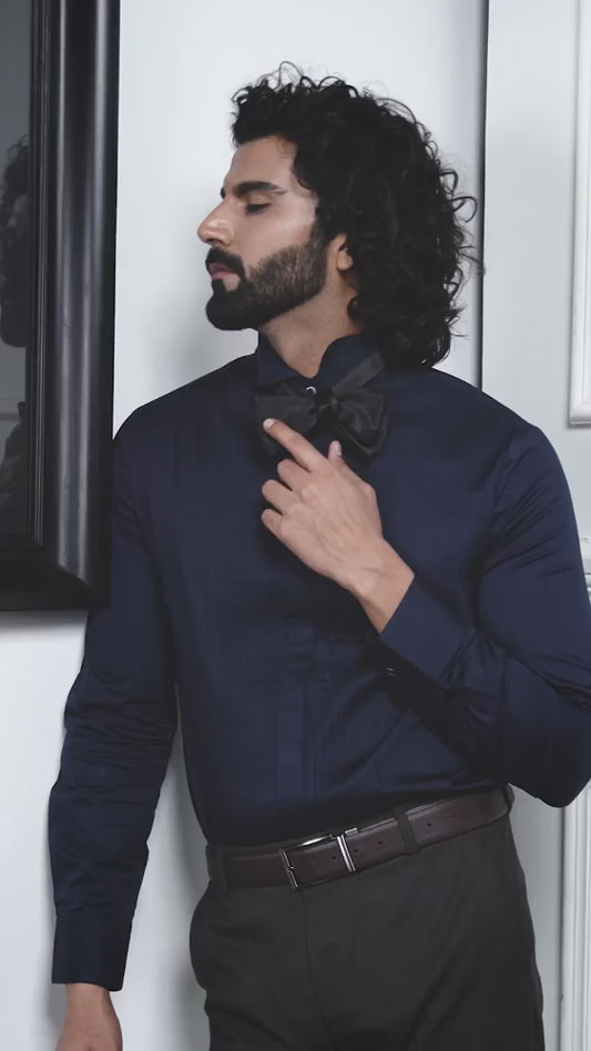 The Gala Tux – Maritime Blue Luxury Shirt for Men