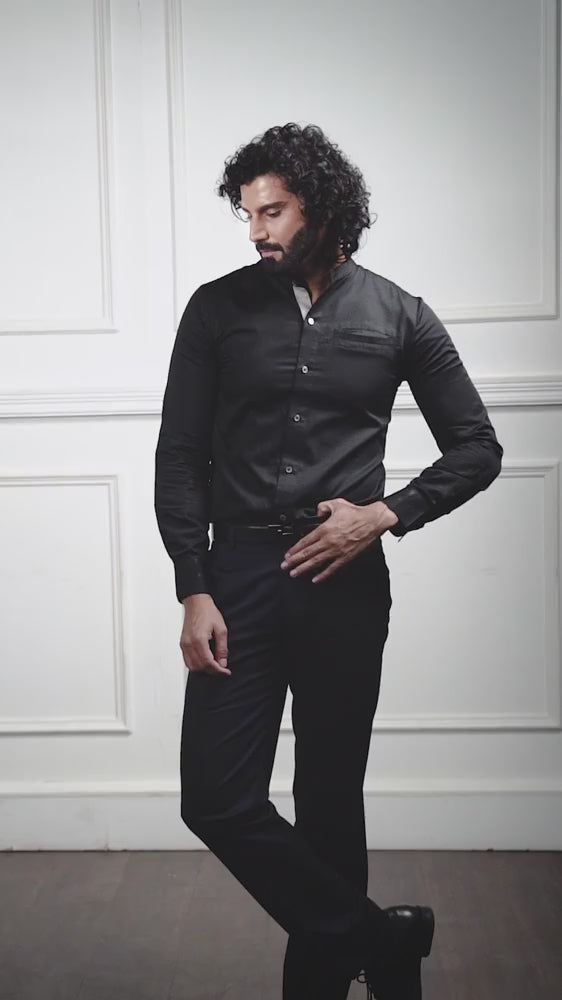 The Mandarin Luxe – Black Beauty Luxury Shirt for Men