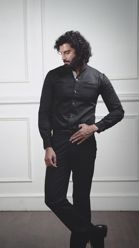 The Mandarin Luxe – Black Beauty Luxury Shirt for Men