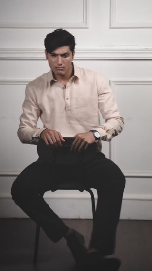 The Popover – Seed Pearl Casual Linen Shirt for Men