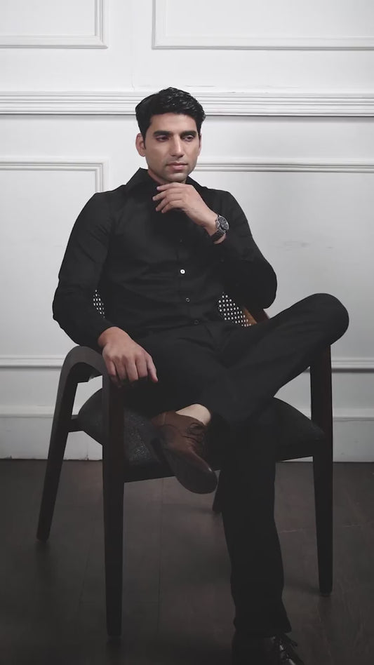 The Curved Royale – Black Beauty Luxury Shirt for Men