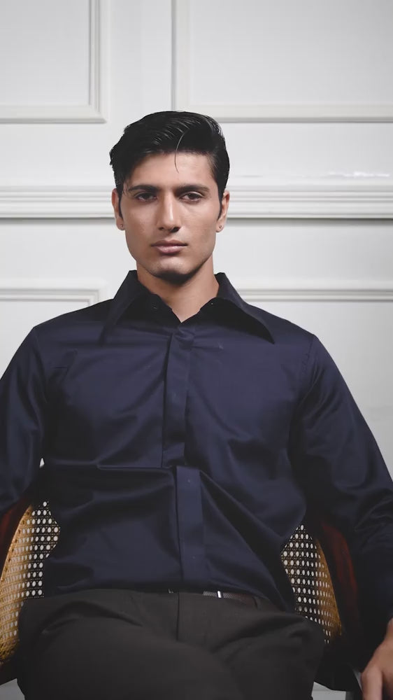 The Lance Collar – Maritime Blue Luxury Shirt for Men